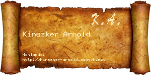 Kinszker Arnold névjegykártya